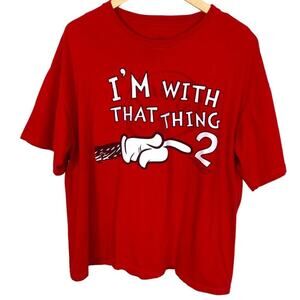 Universal Studios I'm With That Thing 2 Short Sleeve Red and White Tee S…